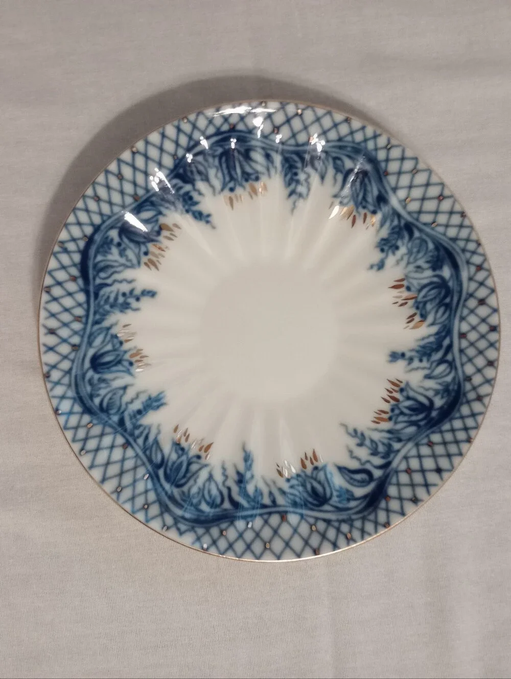 Lomonosov Imperial Porcelain Rhapsody Blue Pattern LFZ Cup & Saucer Set - Russia
